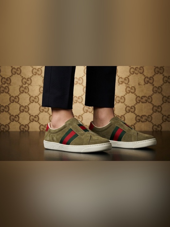 Gucci Other - Authentic Gucci luxury designer signature Web suede leather slip on sneakers 13